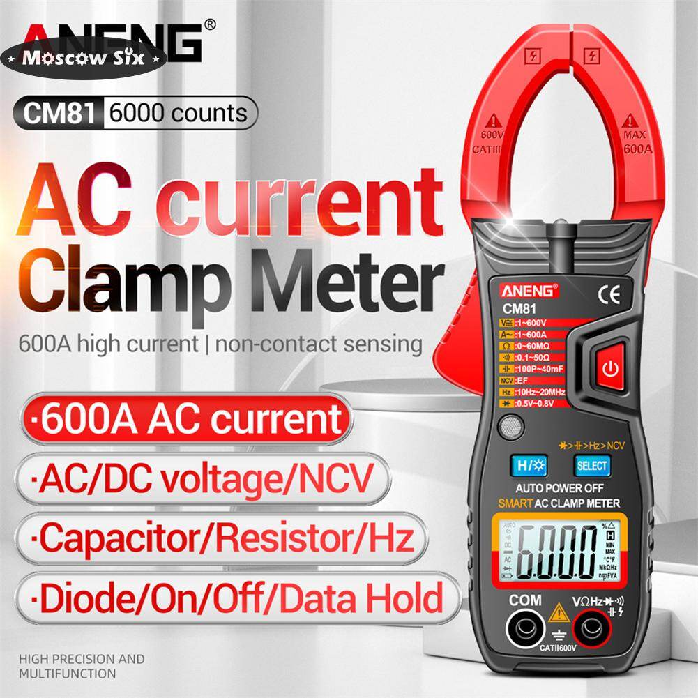 Aneng cm81 6000 counts clamp meter dc ac voltage auto range ncv multimeter