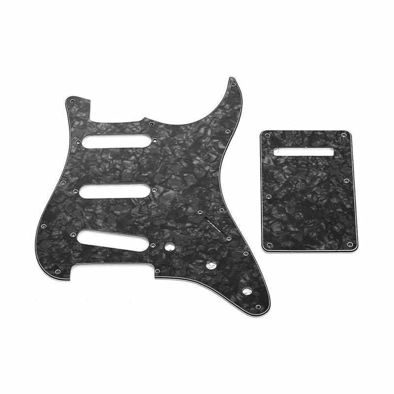 SSS Electric G3 Ply SSS Electric Guitar Pickguard Set with Back Plate Screws Pick Guard for American ST Style Guitars Black Pearl (Black) Malaysia