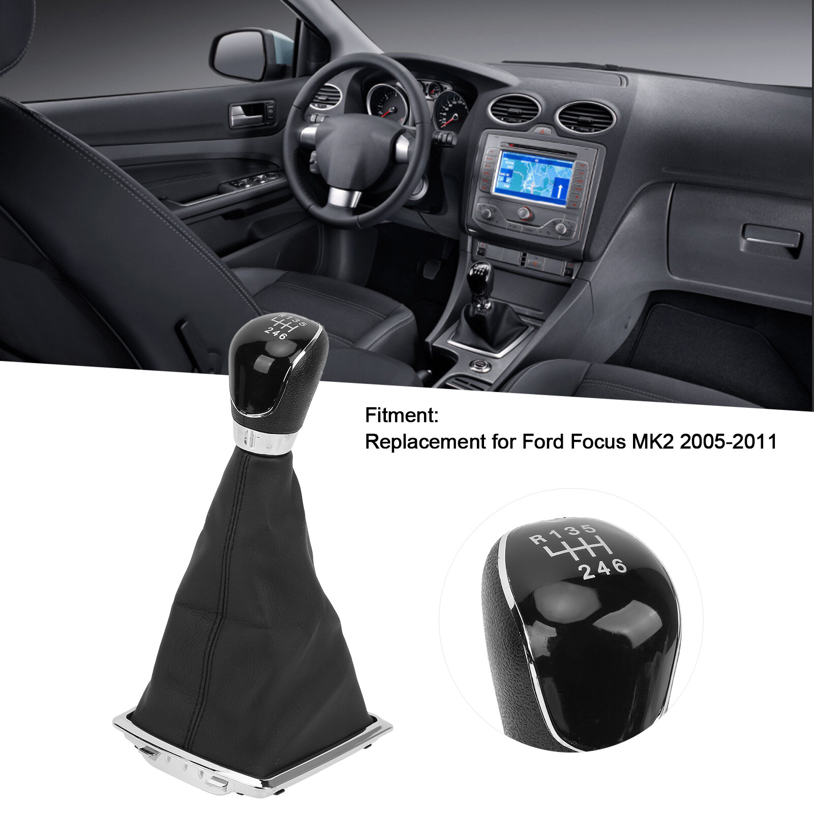 Gear Shift Dust Cover Gearshift Stick Boot Black Replacement for Ford Focus MK2 2005‑2011 for Automobiles