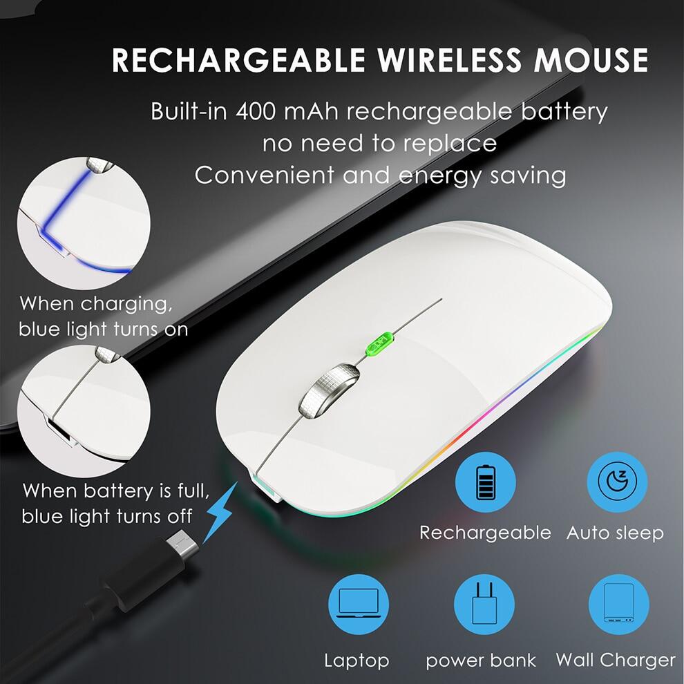 JOMAA Jiggle Mouse RGB 2.4G+Bluetooth Wireless Mouse Backlight Mouse Rechargeable Silent mouse Ergonomic Mice for iPad Laptop Computer