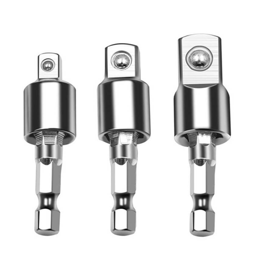 Electric Wrench Drill Socket Adapter - Rotatable Square Converter Tool for Impact Driver, 1PC/3PCS, 1/4", 3/8", 1/2"