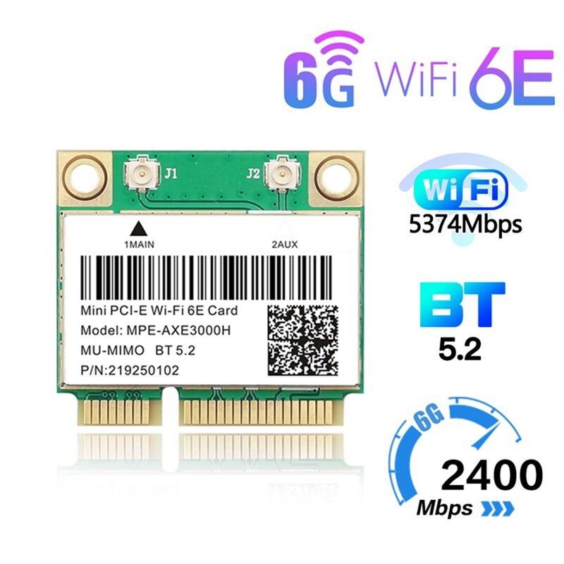 WiFi 6E 2400Mbps AX210 MPE-AXE3000H Wireless Mini PCI-E Card for BT 5.2 802.11AX 2.4G/5G/6Ghz Wlan Network Card Adapter