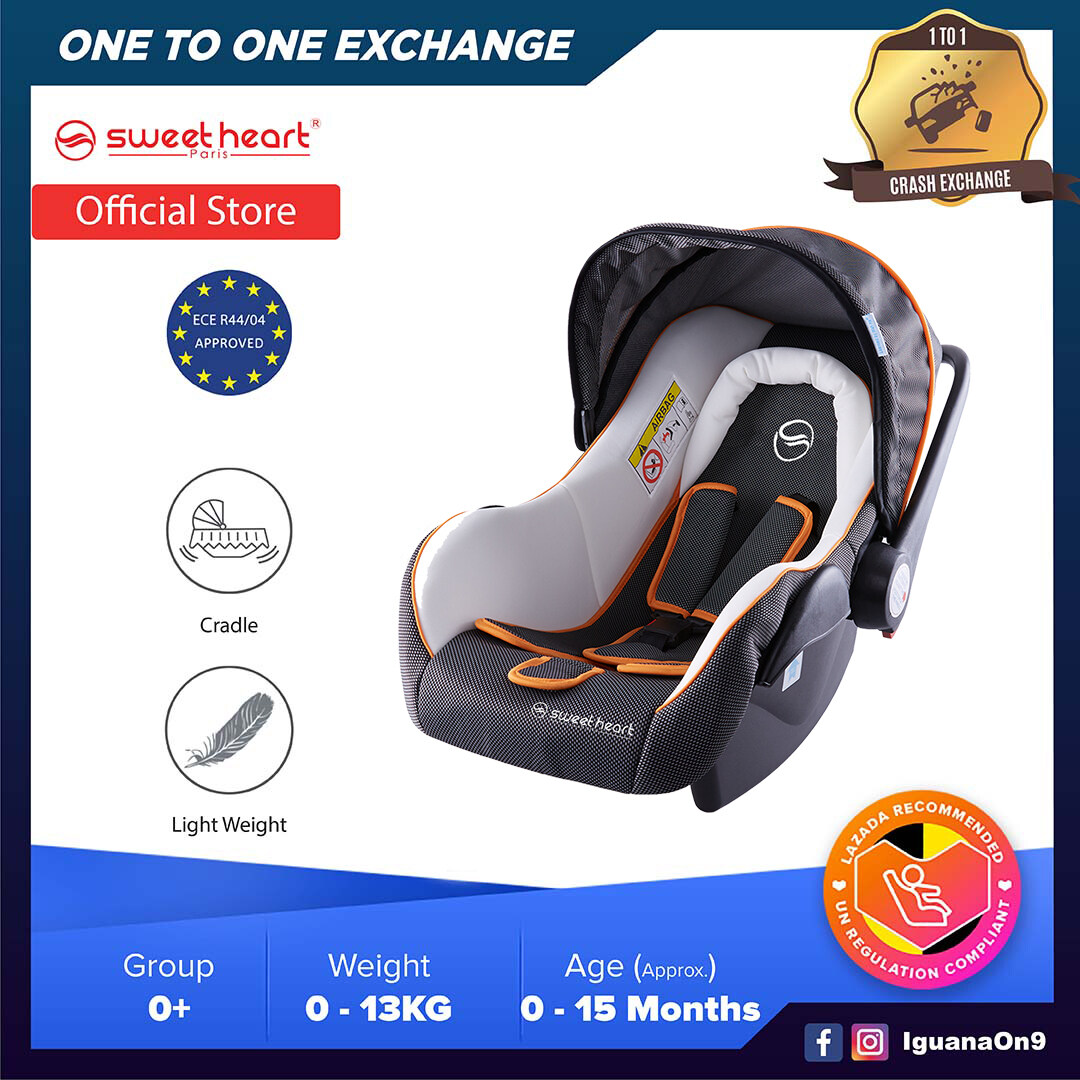Sweet Heart Paris CS375 Baby Car Seat (White Grey) with Sun Shade Canopy