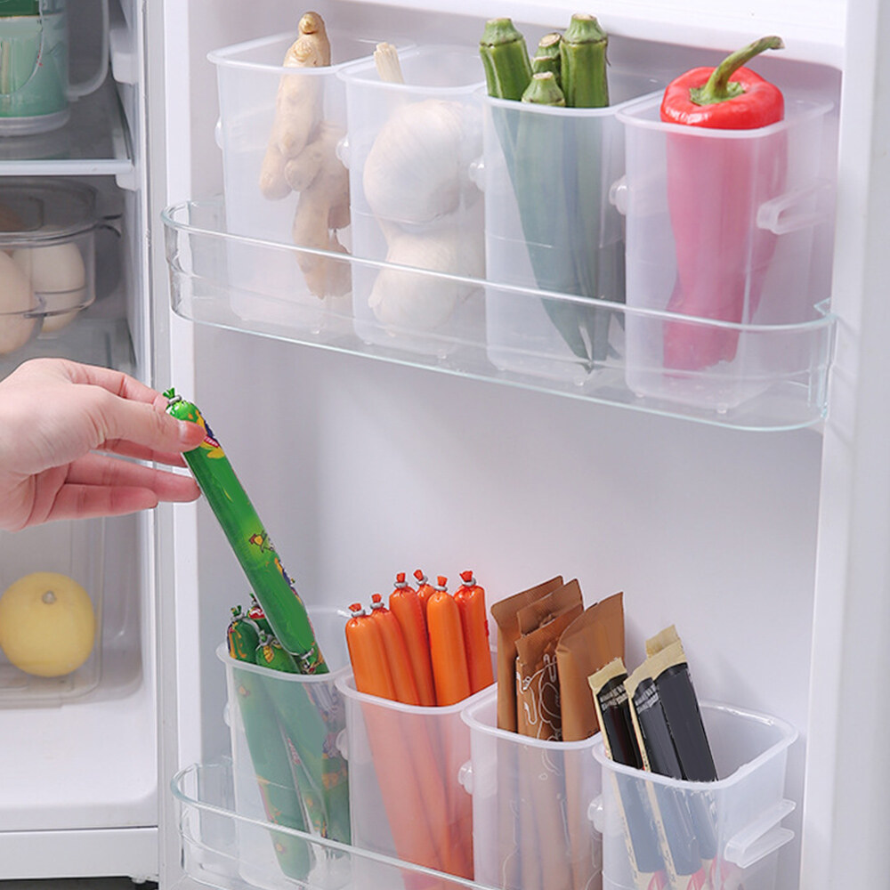 1/2Pcs Refrigerator Organizer Box Classification Plastic Convenient Fridge Side Door Storage Box Home Kitchen Supplies