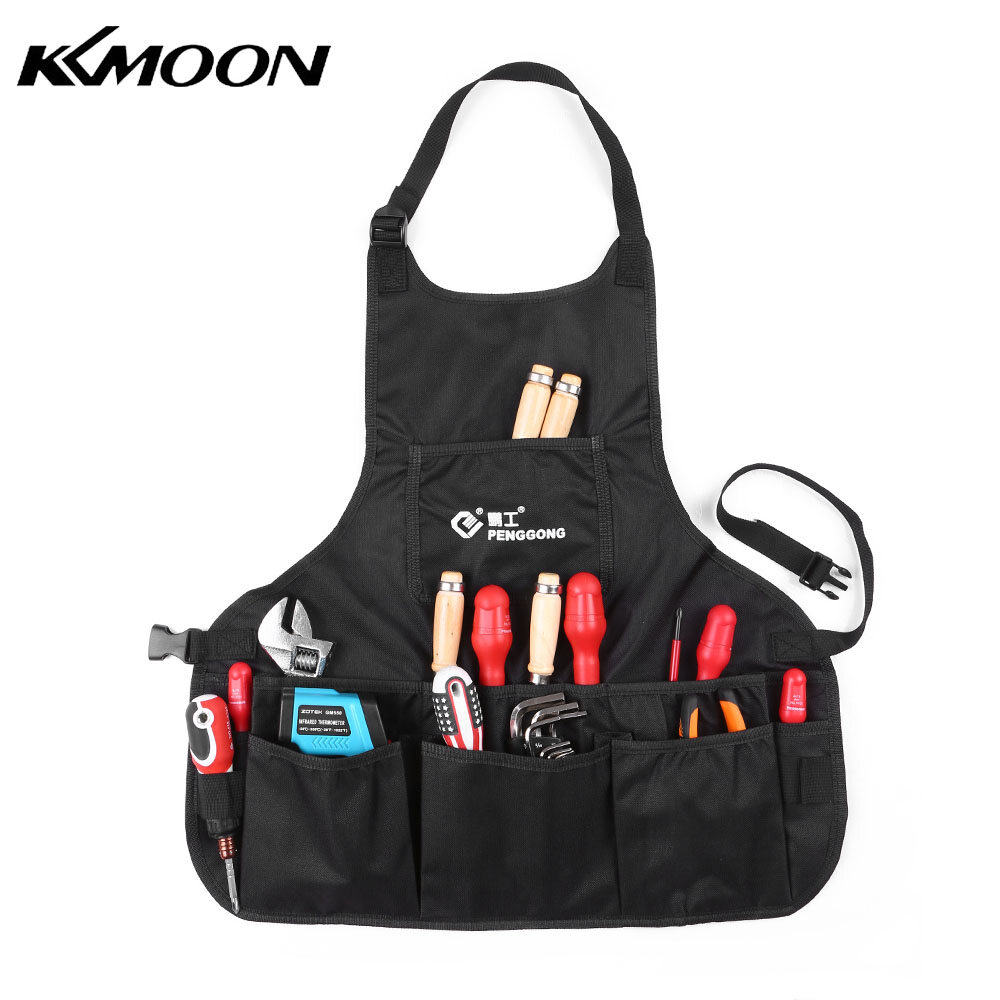 KKmoon Waterproof Canvas Gardening Tool Apron Tools Bag with Pockets Adjustable Size Fits Men and Women