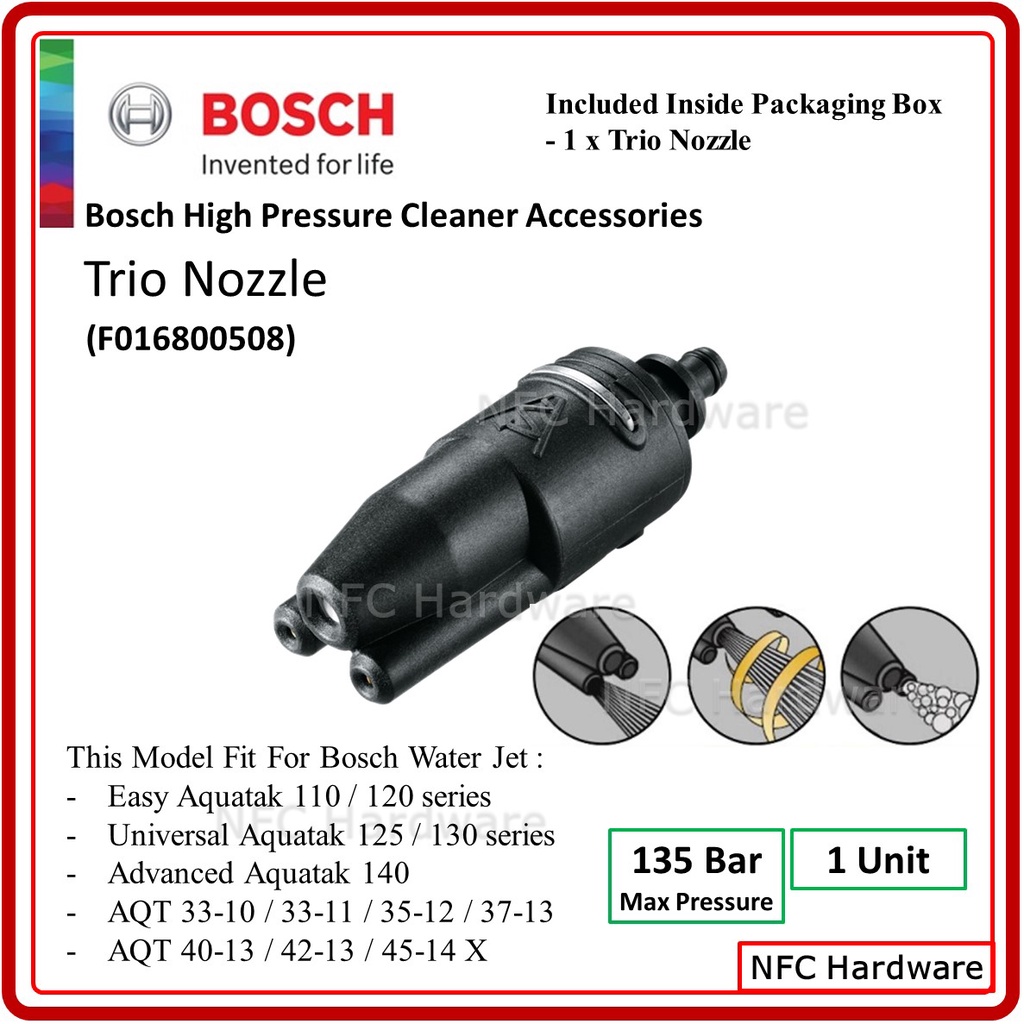 Buse 3 En 1 Bosch Pour Nettoyeur Haute Pression Aquatak - Jet Rotatif, éventail Et Pont