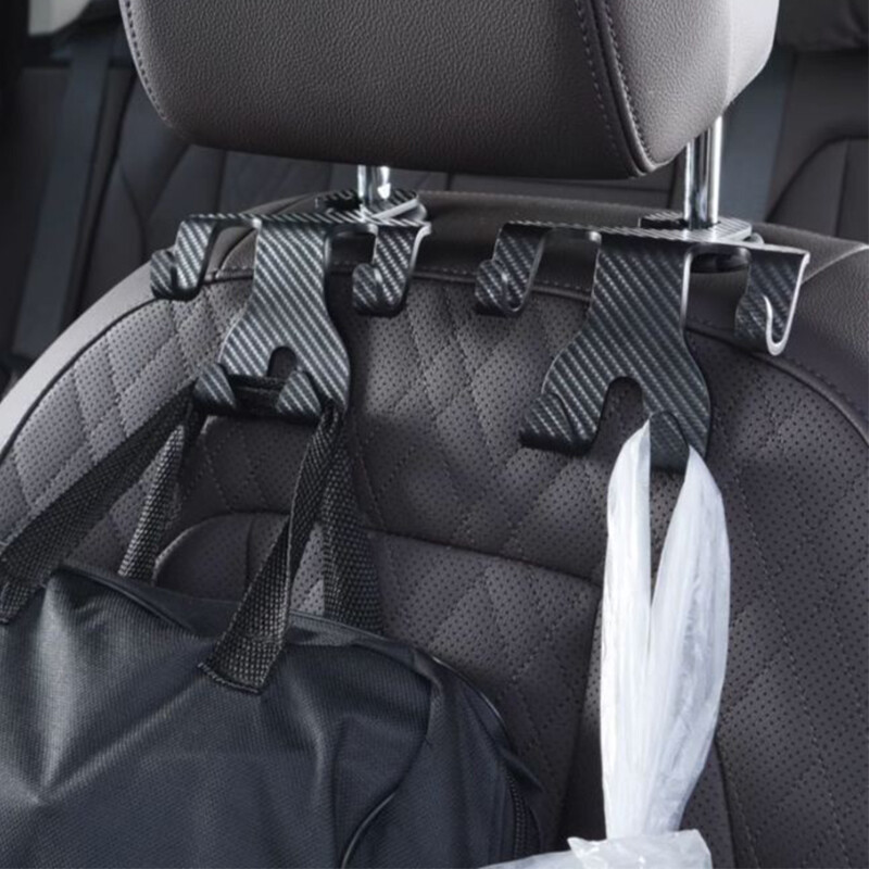 SEAMETAL Car Seat Back Hook Multi-function Carbon Fiber Car Headrest Hook Upgrade Version Storage Holder Hooks