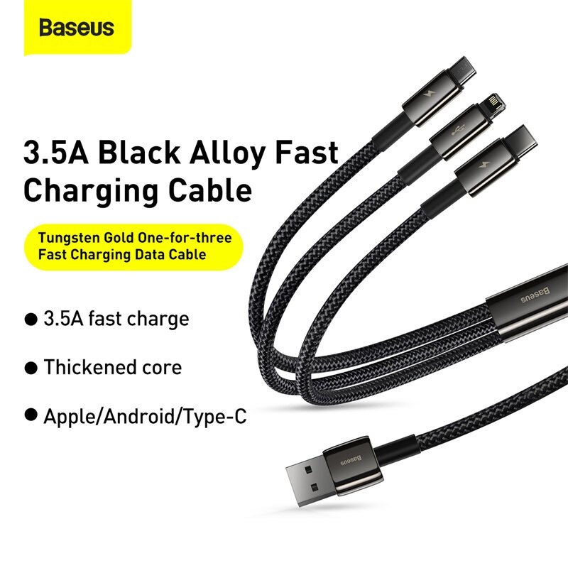 Baseus 3 in 1 USB Type C Cable For iPhone 12 Pro Max Micro USB Android Mobile Phone Cable For Samsung Xiammi USBC Data Wire Cord