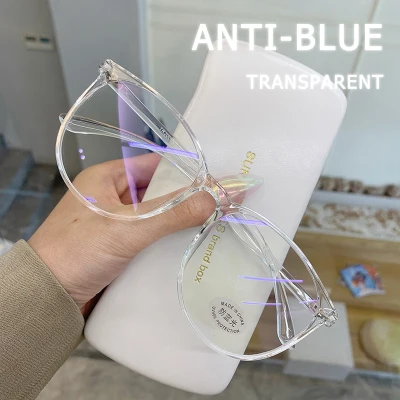 Anti Radiation korean Style Transparent Computer Glasses Frame Women Men Anti Blue Light Round Eyewear Blocking Glasses Spectacle Eyeglass