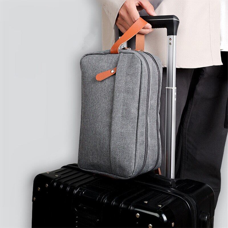 Men's Toiletry Storage Bag Double Layer Toothpaste Cleanser Stuff Organizer Pouch Bathroom Waterproof Zipper Toothbrush Hangbag