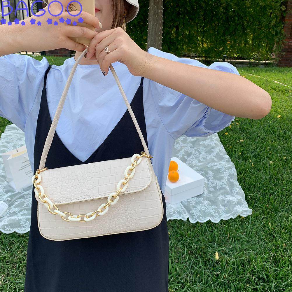 BAGOO Fashion Retro Alligator PU Leather Shoulder Bag Women Handbag Female Chain Small Totes Female Daily Travel picnic Underarm bag
