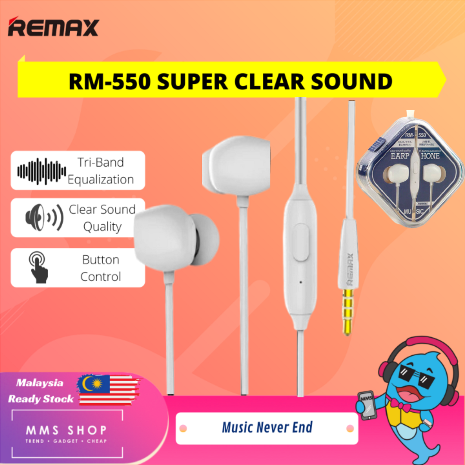 Original Remax RM-550 Clear Sound Quality Bass Triband