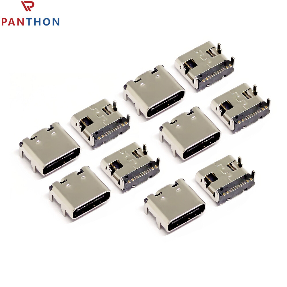 PANTHON USB 3.1 Type-c 16 Pin Female Connector for Mobile Phone Charging Port Charging Socket Tow Feet Plug Compatible for Huawei