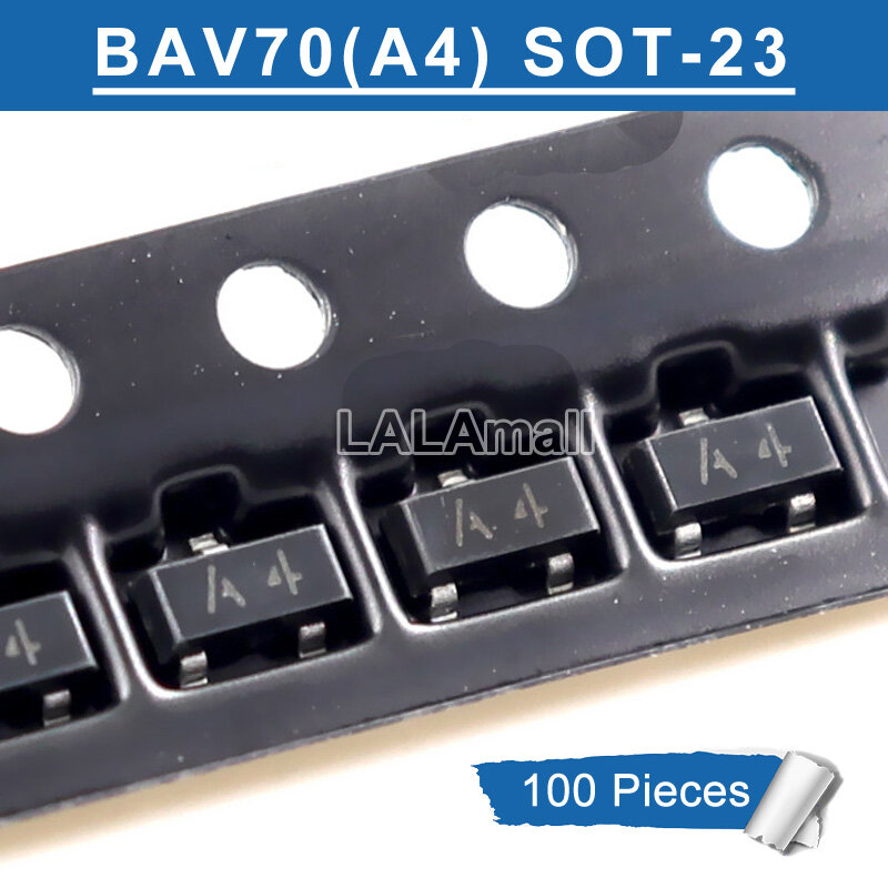 100pcs bav70 bav70lt1g sot-23 marking a4 a4w a4t sot23-3 200ma 0.2a 70v smd transistor new original