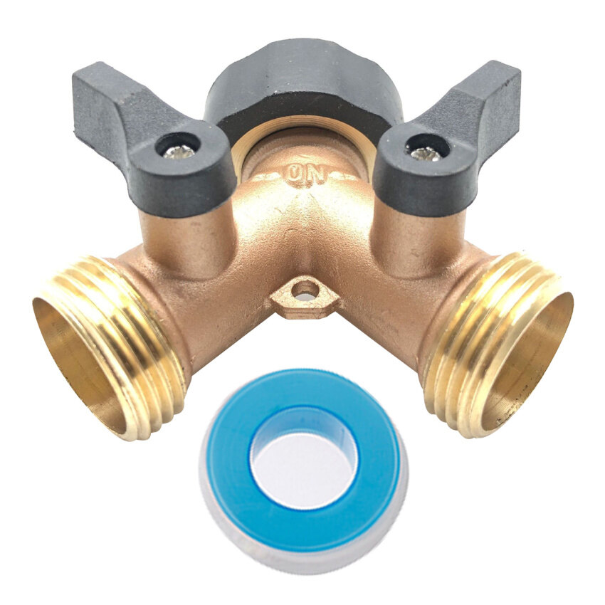 Heavy Duty Brass 2 Way Garden Tap Splitter Y Hose Splitter 3/4" Tap Hose Connect