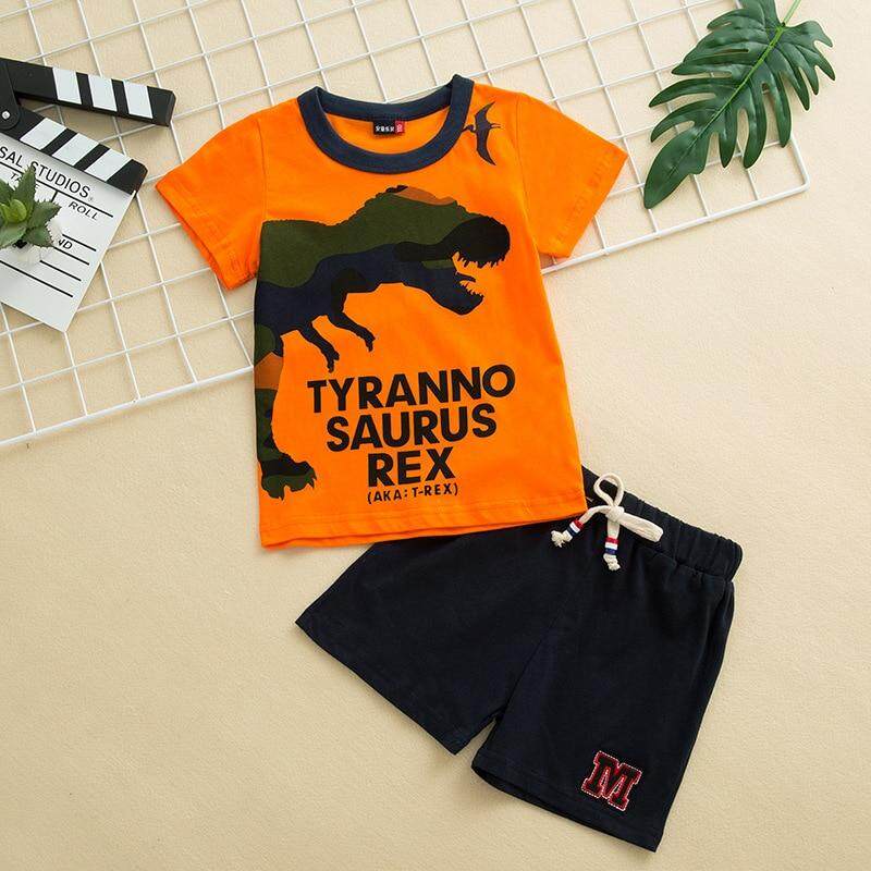 2Pcs Toddler Kids Baby Boy Short Sleeve Striped 100/% Organic Cotton Top Shirt Short Pants Clothes Outfit Set