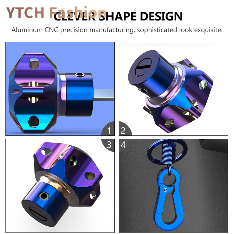 YA General Cnc Modified Burnt Titanium Key Head Racing Boat Hexagonal Burnt Titanium Key Head Key Chain