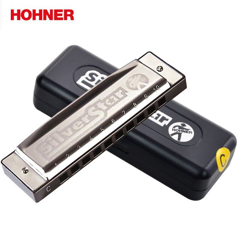 Hohner 10 Hole Harmonica International Silver Star Diatonic Harp, Blues Harmonica Key C Blues Jazz Band Music Instrument