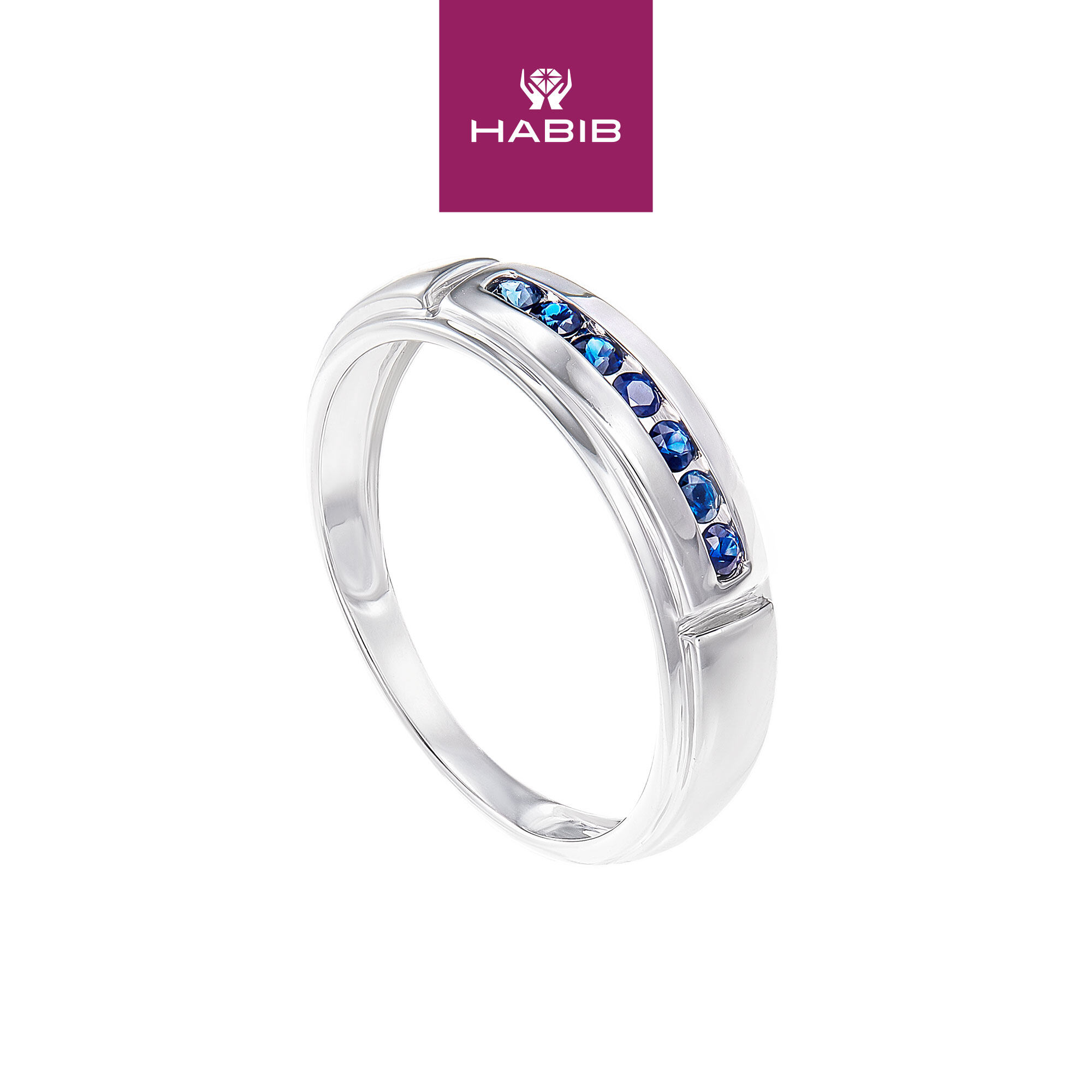 HABIB Blue Sapphire Mens Ring in 925 Silver Palladium 260360321