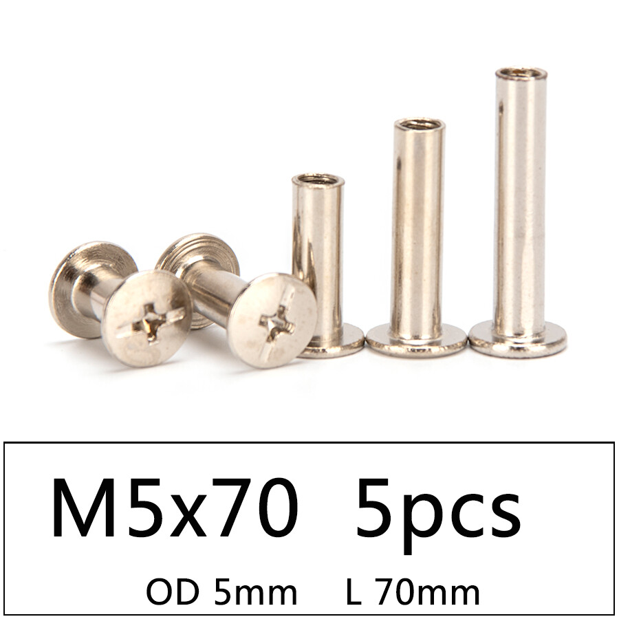 DIY Tool Set 5-20pcs M5 Nickel Plated Phillips Chicago Binding Screws Length 6-70mm DIY Tool Fasteners
