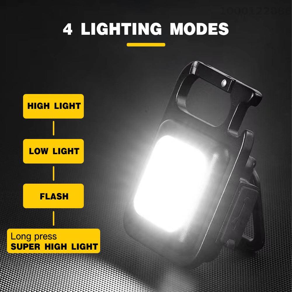 KKmoon Portable Mini flashlight rechargeable USB LED Work Light Keychain Light Lamp with Bottle Opener for Outdoor Emergency Camping Hiking Fishing