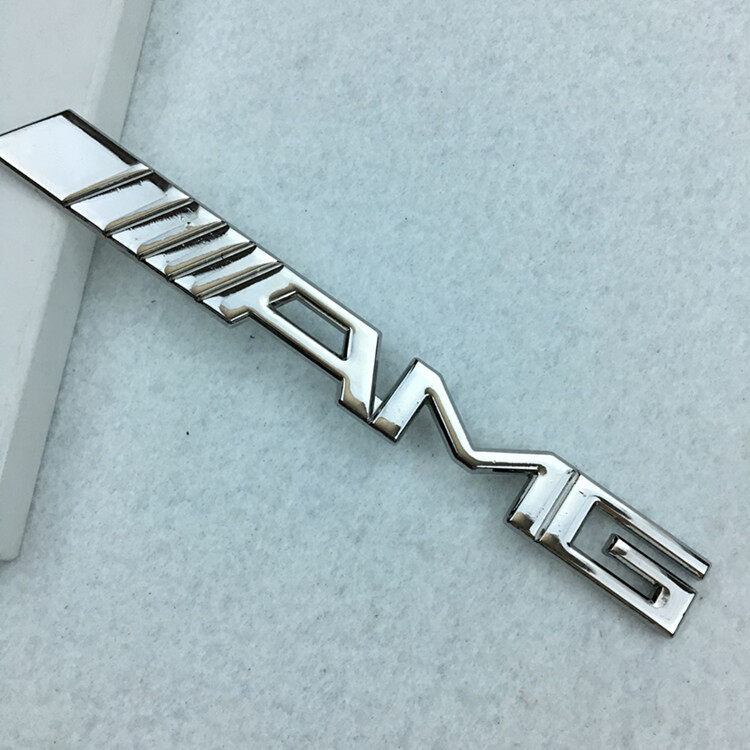 15cm Metal AMG rear trunk emblem sticker Connected letter logo for Mercedes benz C E S CLA class Letter badge Silver