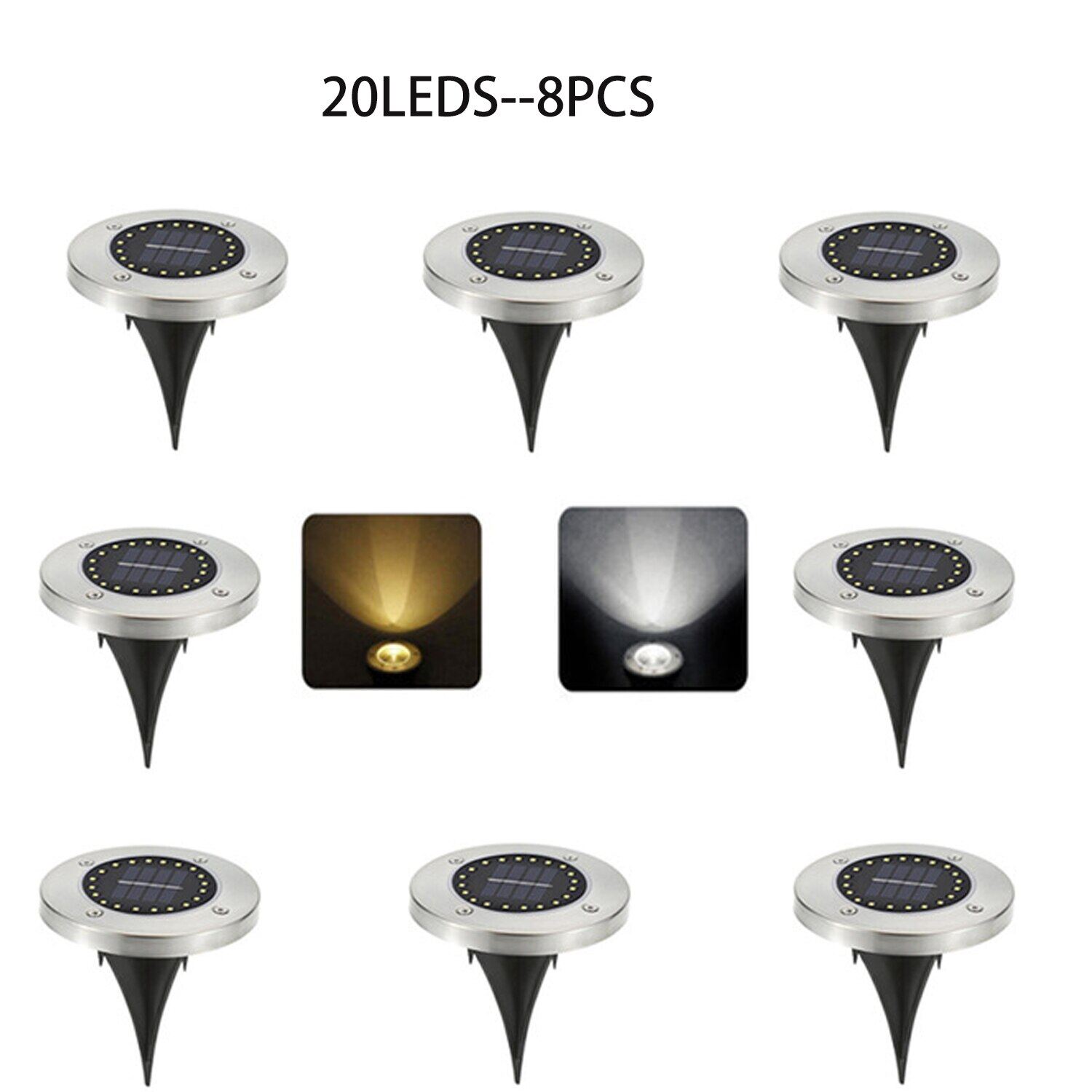 8/20LED Solar Power Disk Light Outdoor Garden Solar Underground Light Deck Light Spotlight Buried Led Lamp Garden Decoration