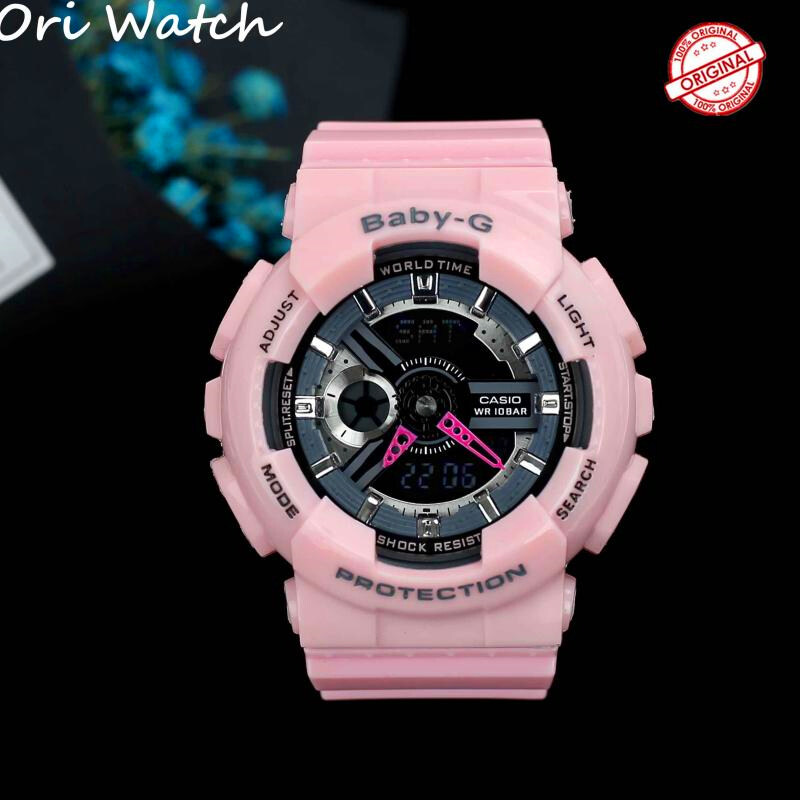 (In Stock) Original Casio Baby G BA-110 Running series for women Metallic Pink Resin Band Waterproof Shockproof Famous Brand Watches for men(pink) BA-110 / BA110 Malaysia