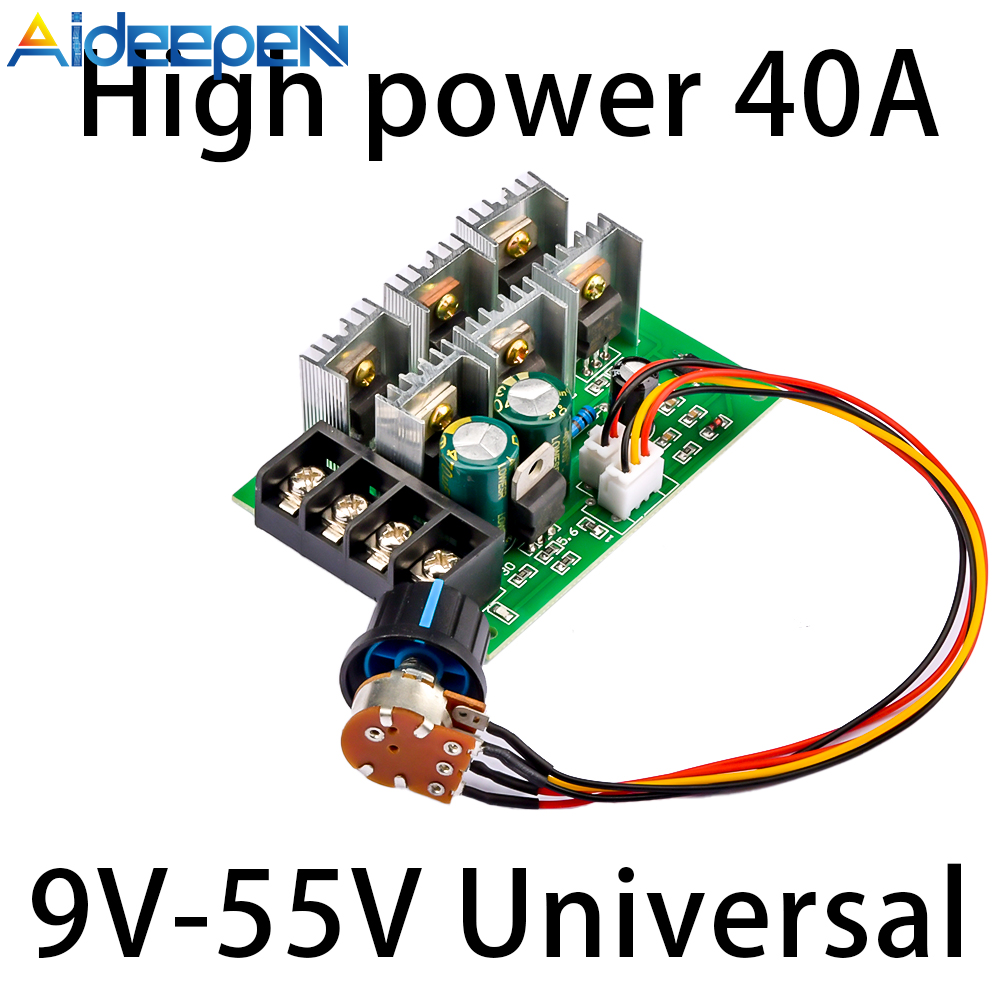 Aideepen Bộ Điều Khiển Tốc Độ Bơm Động Cơ PWM DC9-55V DC Bộ Điều Khiển Tốc Độ Công Suất Cao 40A 2000W 9V 12V 24V 36V 48V