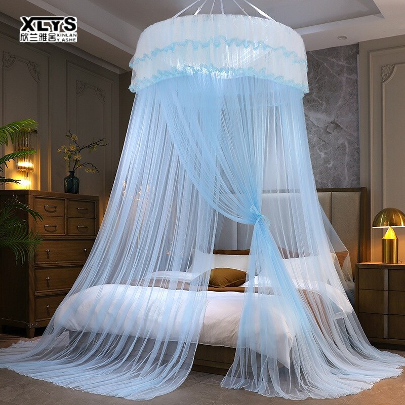 XINLANYASHE 6 feet large mosquito net do not need to install Mosquito net free installation ceiling dome encoder foldable form household 1.8 m bed princess style