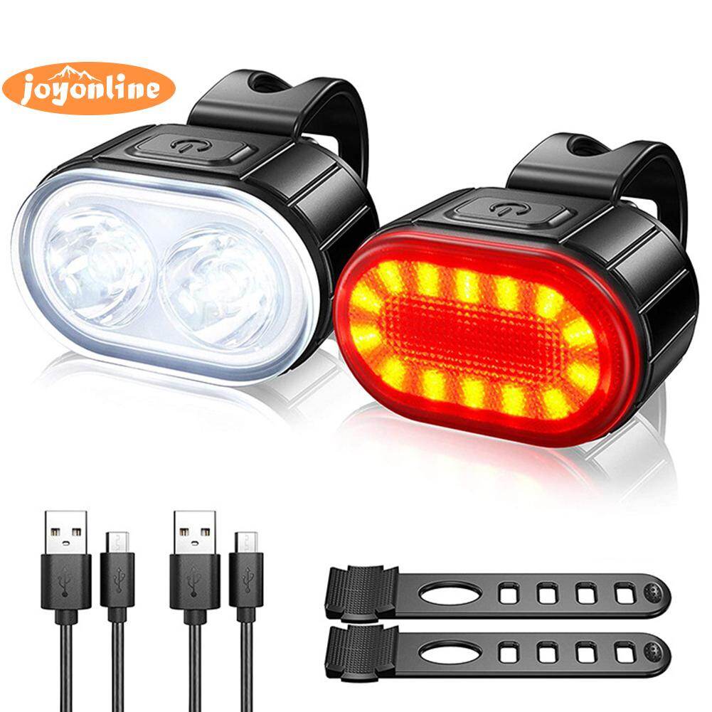 Bộ đèn xe đạp, đèn led gắn đuôi trước xe đạp leo núi chống nước sạc được usb