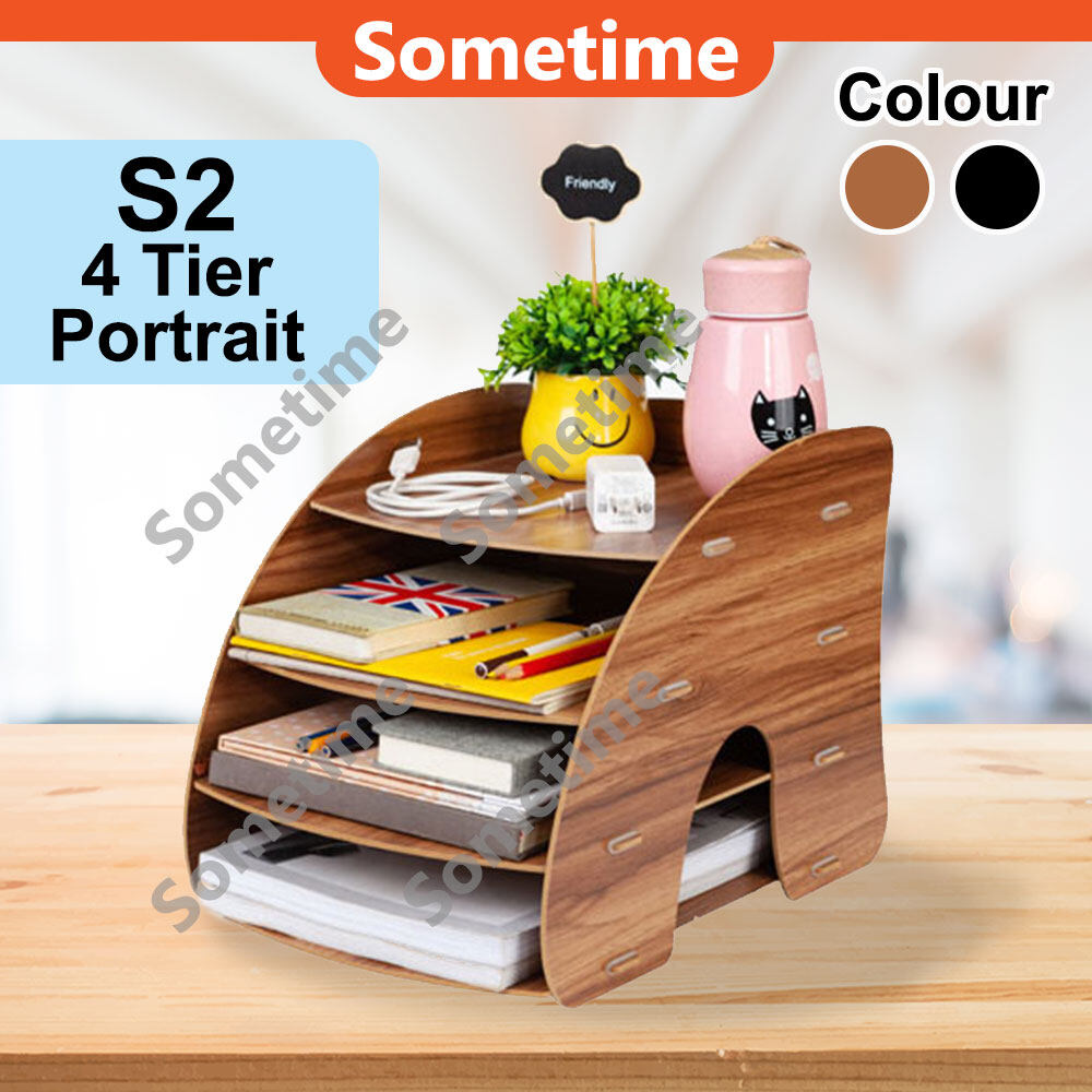 Desktop Book Rack DIY Wooden Table Book Rack Wooden Book Shelf Rak Sometimes Lazada