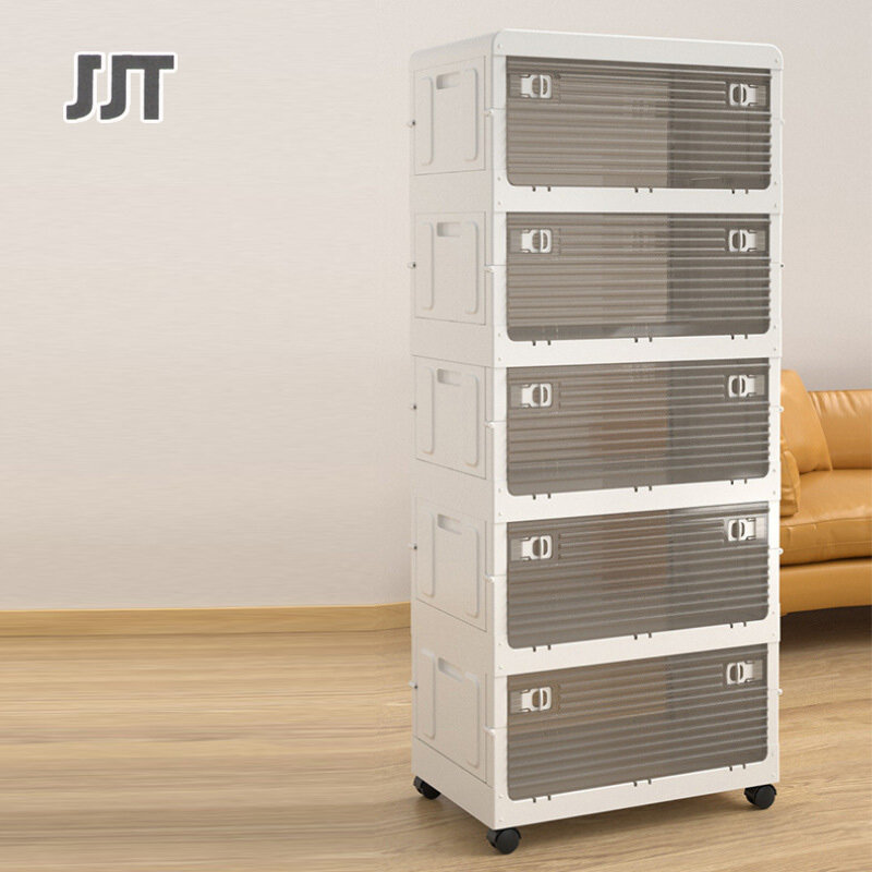 JJT foldable storage cupboard storage cabinet multipurpose shelf Kitchen cabinets, transparent doors, overturned shelves wide transparent cabinet Children's storage cabinet, toy storage cabinet Multi-layer transparent storage cabinet Multi-purpose cabinet
