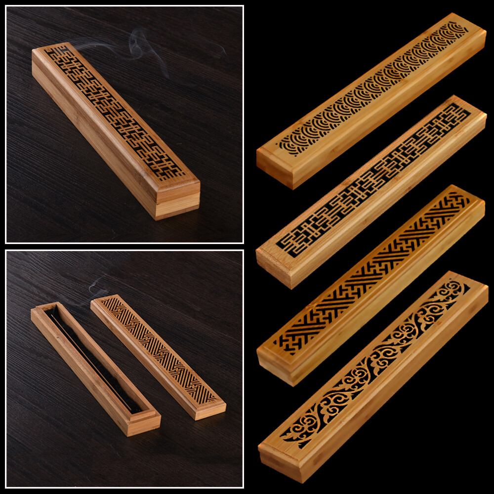 1pc Bamboo Incense Box Retro Home Decor Desktop Ornament Aromatherapy Censer Ash Catcher Bamboo Incense Box Incense Holder