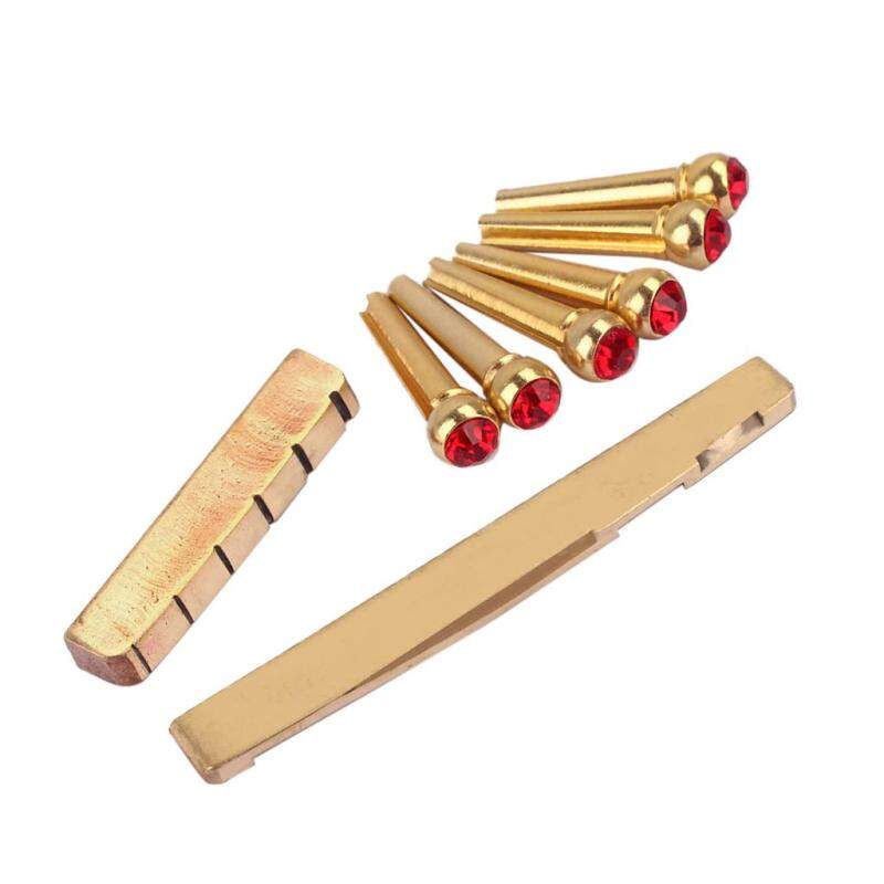 Baoblade Acoustic Guitar Replacement Slotted Saddle Nut with Red Opal Bridge Pins Malaysia