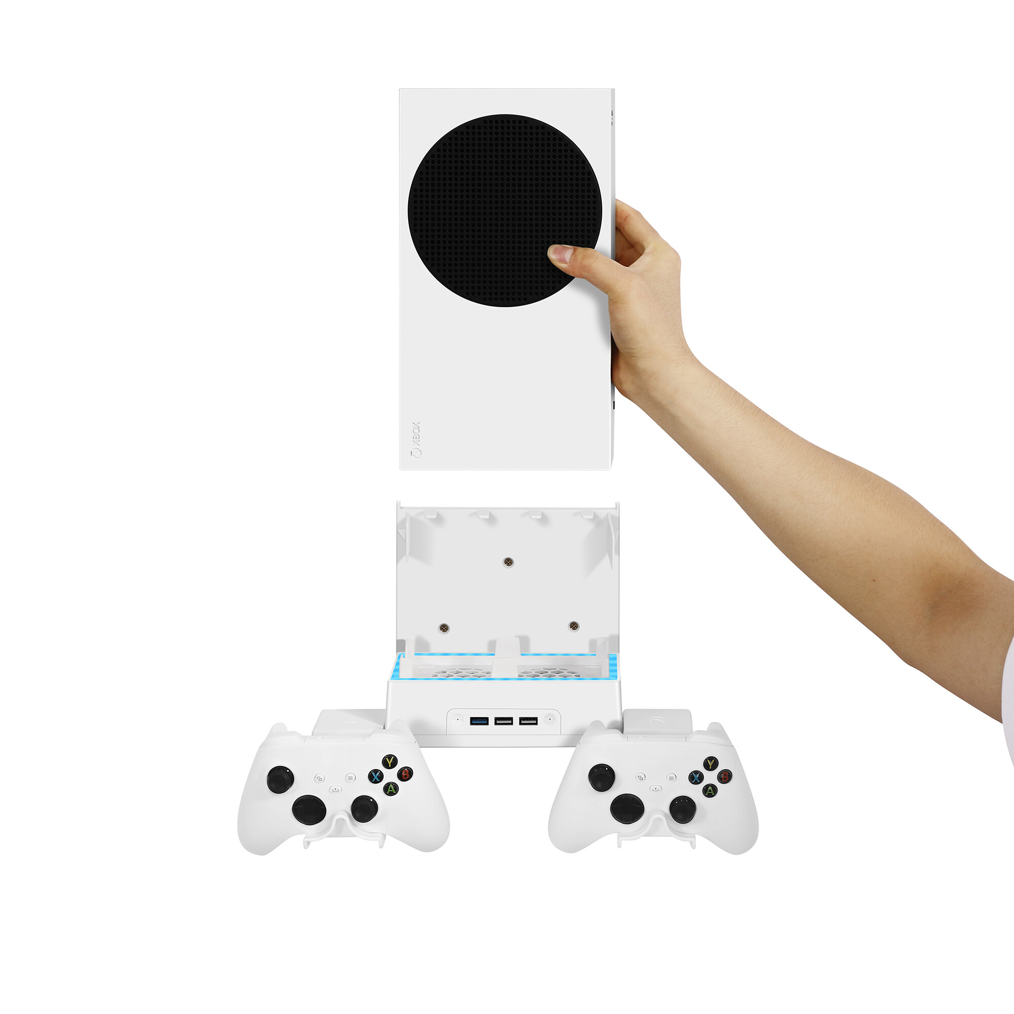 Wall-Mounted Storage Cooling Dock Fan Set For Xbox Series S Wall-Mounted Dazzling Cooling Bracket