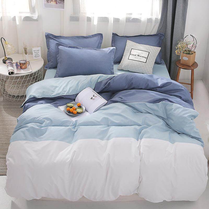 Nordic Bedding Set Blue Euro Bedspread Bed Sheet And Pillowcase Queen