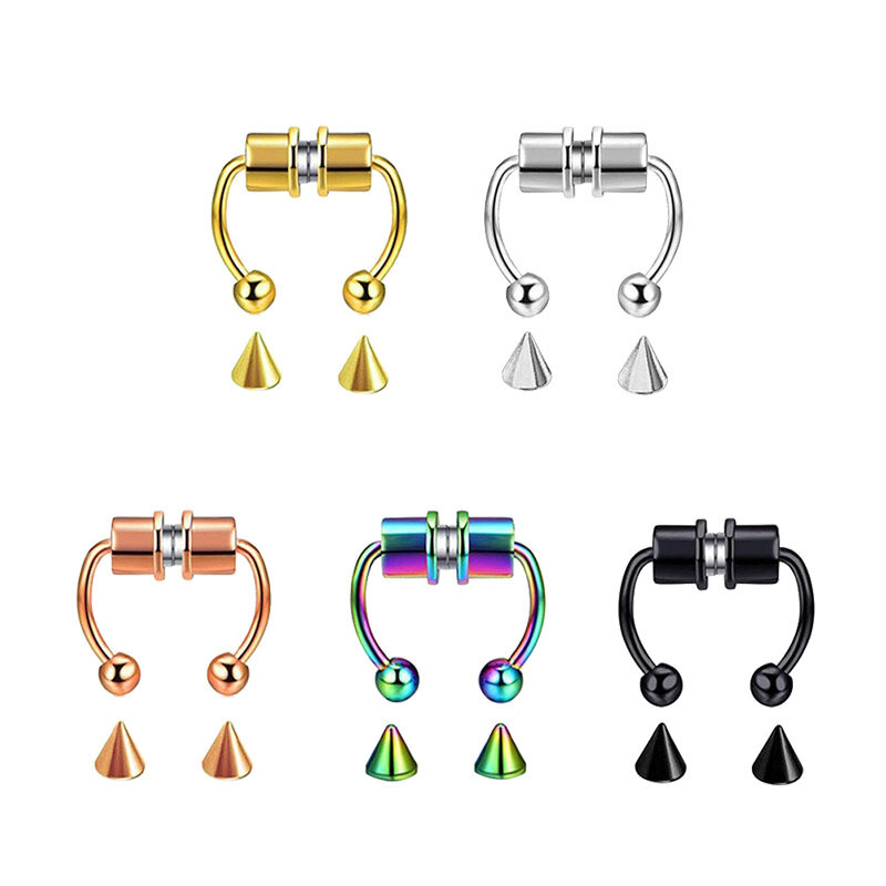 Stainless steel magnetic false nose ring Horseshoe-shaped ring Titanium steel artificial nose ring Non-perforated nose hoop ring Nose jewelry