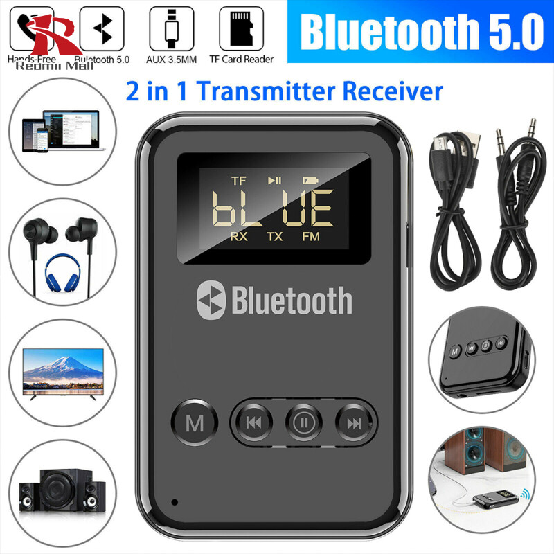 2-in-1 Car Bluetooth-compatible 5.0 Transmitter Receiver Usb Powered Wireless Audio 3.5mm Aux Adapter