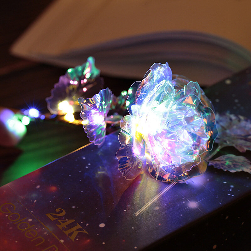 Artificial Foil Rose Led Gold Light Rose Valentine's Day Mother's Day Birthday Artificial Flowers Gift Rose