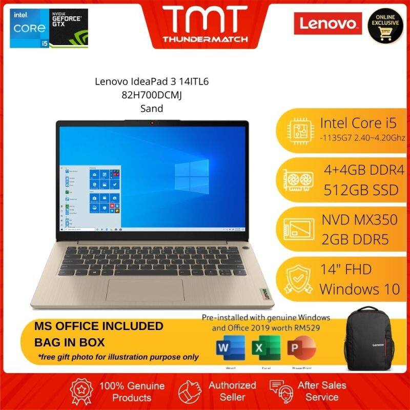 Lenovo IdeaPad 3 14ITL6 82H700DCMJ Laptop | i5-1135G7 | 8GB RAM 512GB SSD | 14 FHD | NVD MX350 | W10 | MS OFFICE + BAG Malaysia