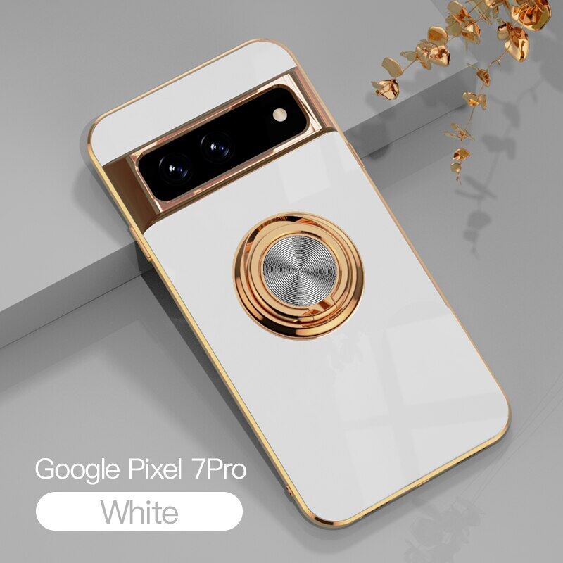 Luxury 6D Electroplate Plated Ring Case for Google Pixel Fold/Google Pixel 9 8 7 /Google Pixel 7A 6A 5A/Google Pixel 7Pro 8Pro 9Pro XL Car Phone Holder Cover