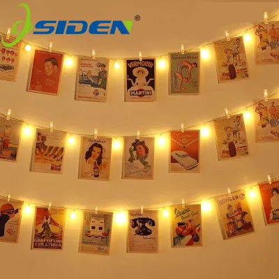 10/30/50LED Photo Clip LED String Light Warm White for Room Party 3AA Battery Operated Fairy Strip Light