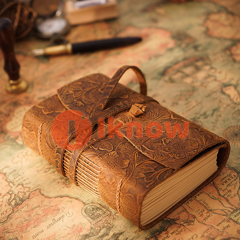 I know Cowhide notebook, thickened retro Chinese style ledger diary, kraft paper notebook gift