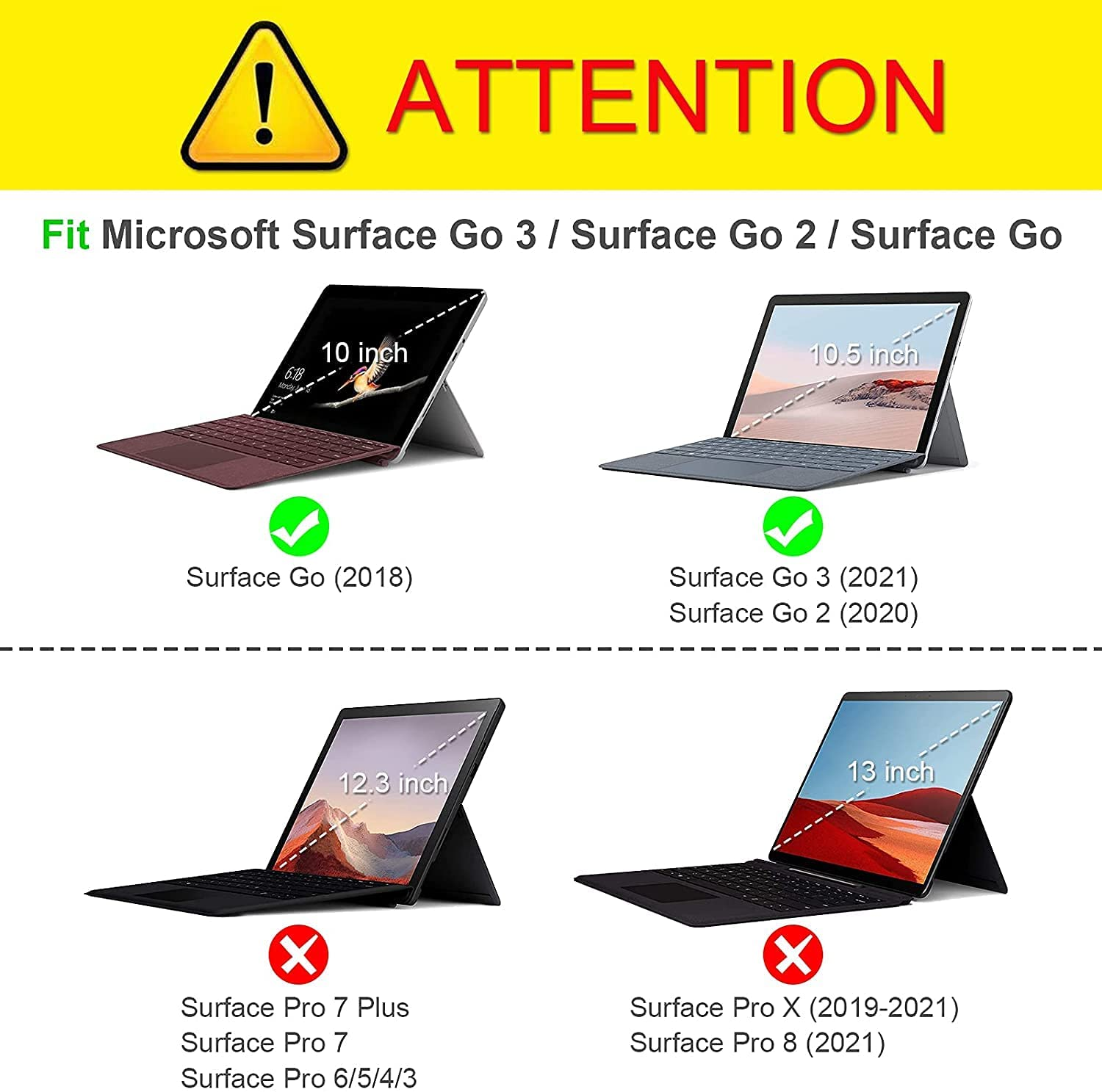 TouchPad Keyboard Case + Bluetooth Mouse for Surface Go 3 2021 10.5 inch, Slim Auto Sleep/Wake Case with Detachable Keyboard for Microsoft Surface Go 2 2020, Surface Go 2018