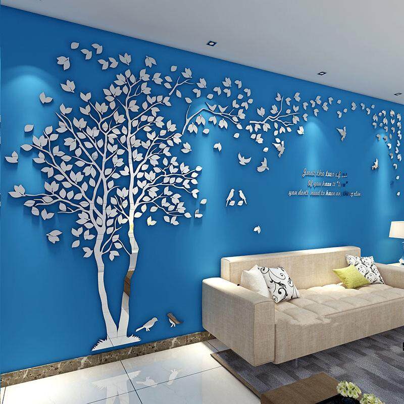 Acrylic Sáng Tạo Cặp Đôi Cây Trang Trí Nhà Stereo Dán Tường TIVI Lưng Ghế Sofa Tường POSTER Trang Trí Năm Mới