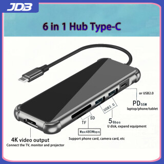 JDB Bộ Chuyển Đổi USB HUB C HDMI Bộ Chuyển Đổi 6 Trong 1 USB 3.0 HDMI TF thumbnail