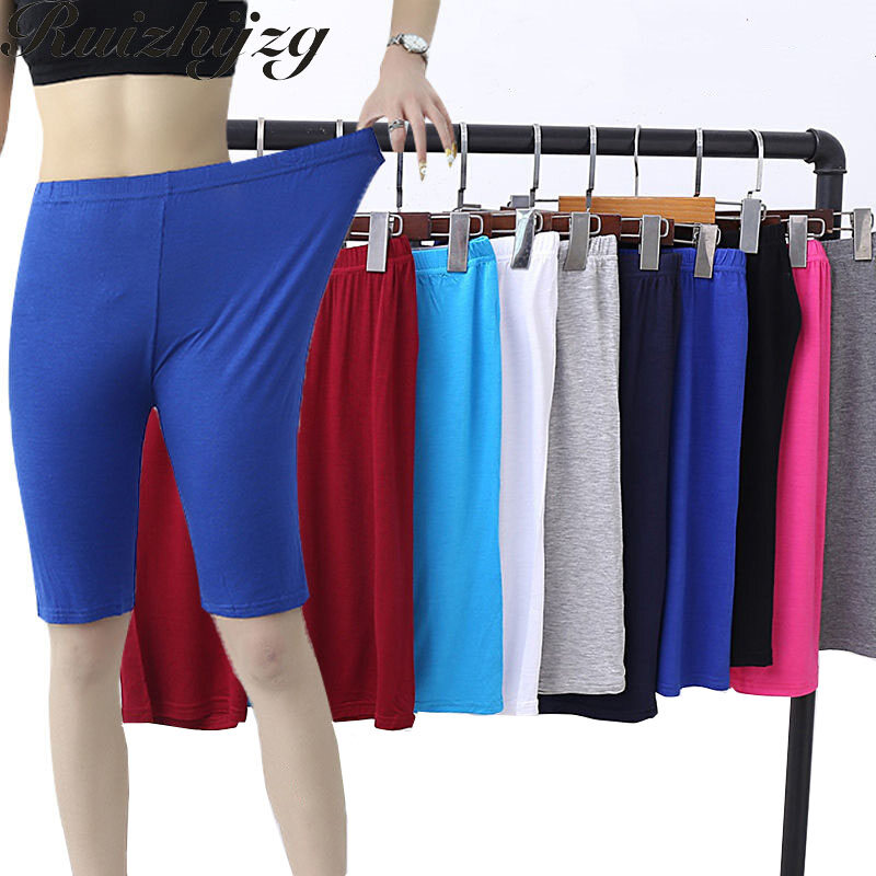 Ruizhijzg Ready stock M-6XL Ready Stock Short Women Leggings Yoga Sport Soft Slim Stretch Ladies Summer Short Pants Home Wear at House Plus size Plain Color Big Size
