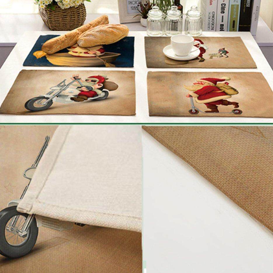 Nóng Người Bán Bàn Thảm Santa in bông Tây Thảm Placemat Bàn Trang Trí Miếng Lót