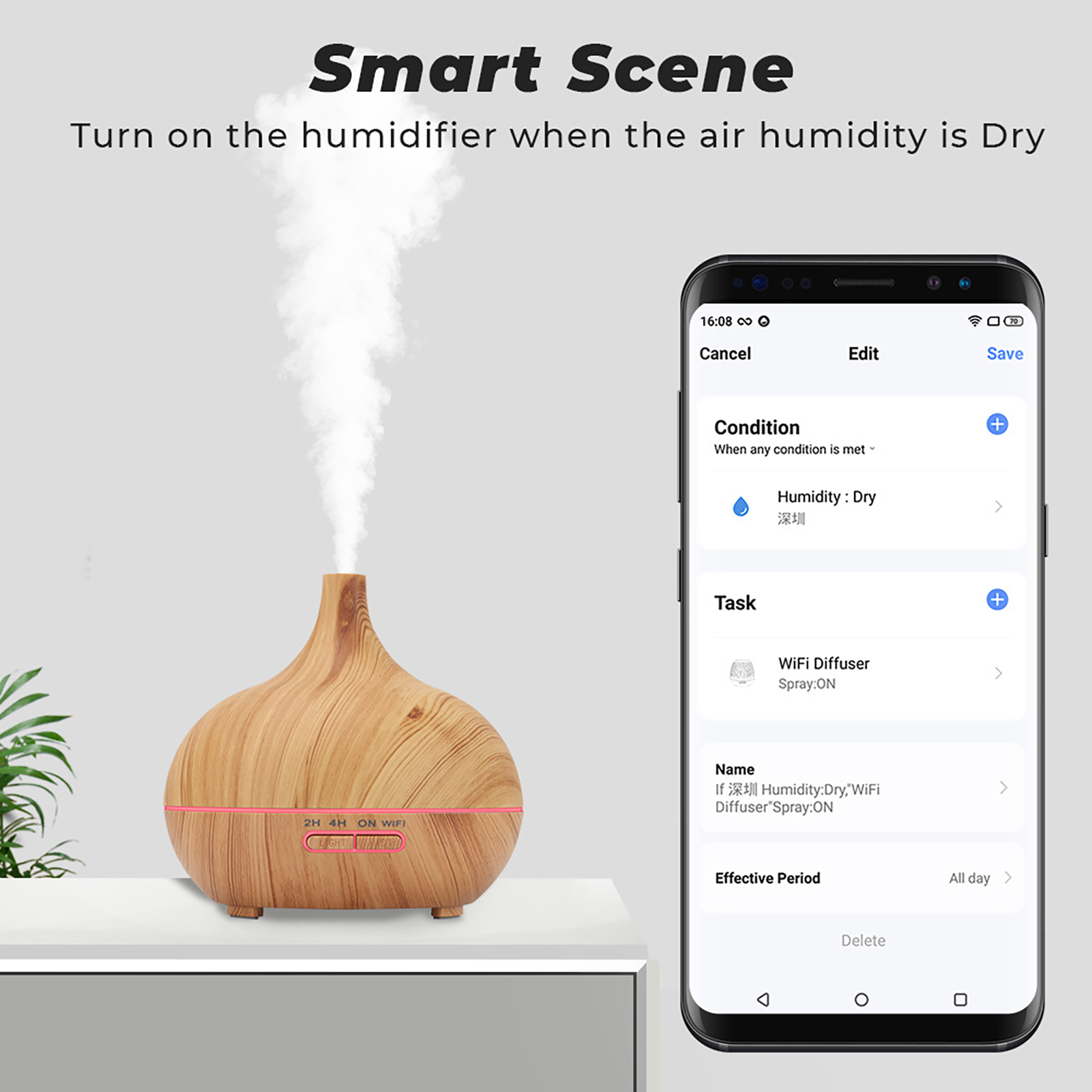 Aromatherapy and Home Fragrance 1 Set 400ML Essential Oil Diffuser Floor Standing Remote Control Voice-Control WIFI Smart Air Purifier for Office